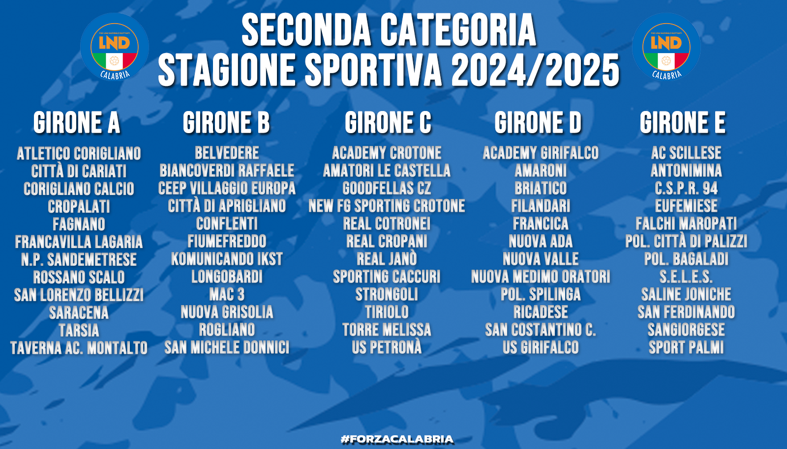 Seconda Categoria, ufficializzati organico e gironi s.s. 2024/2025