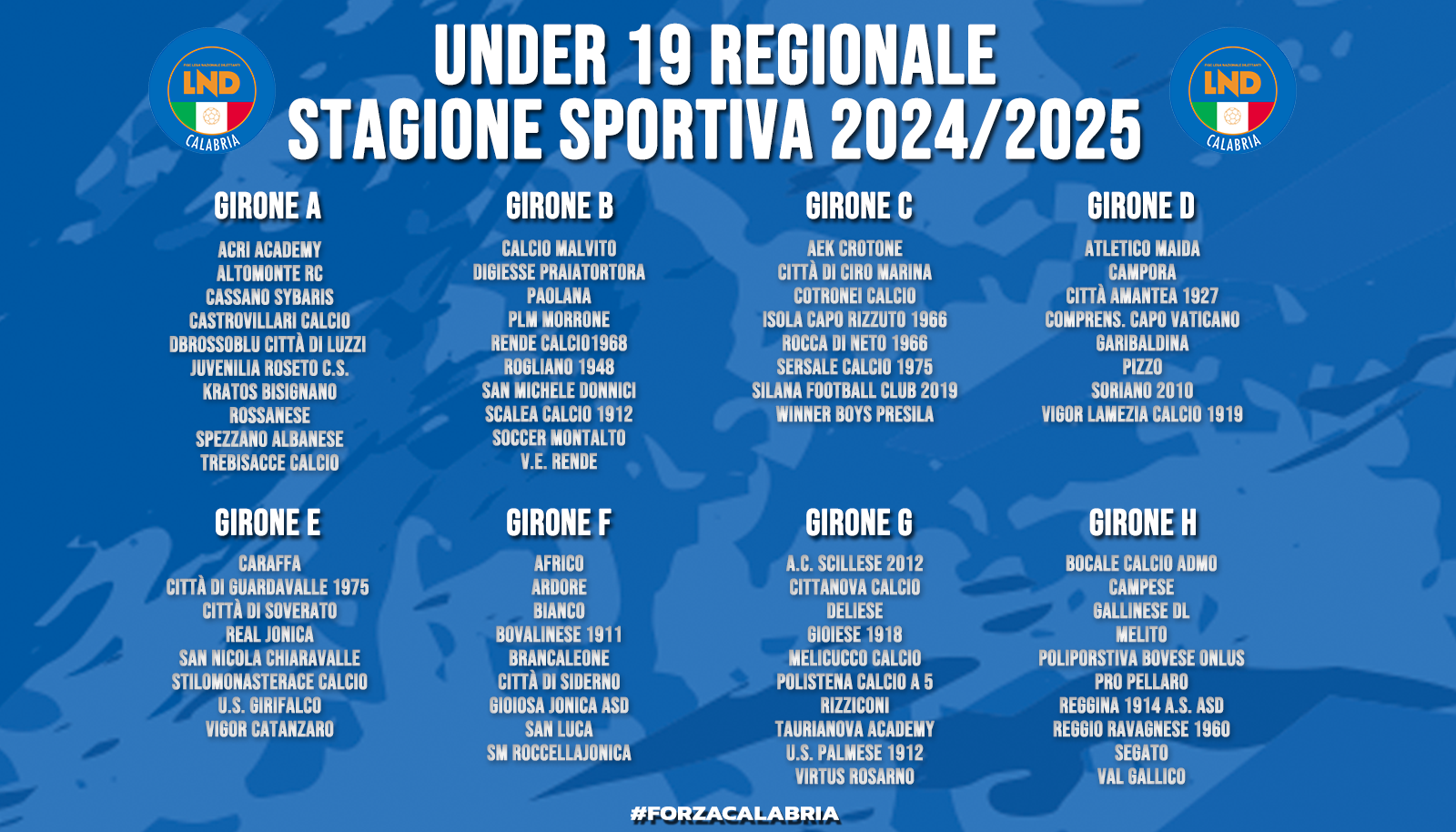 Under 19 Regionale, resi noti organico e gironi s.s. 2024/2025